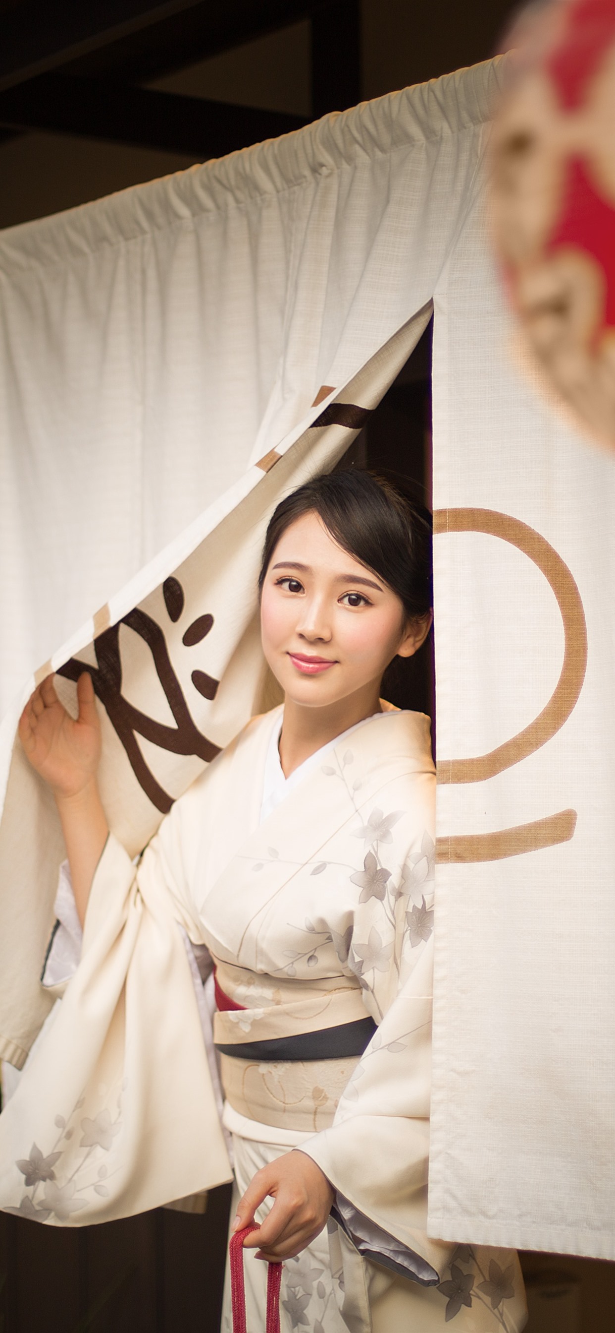 Beautiful Japanese Girl Kimono Smile Lantern 1242x2688 IPho